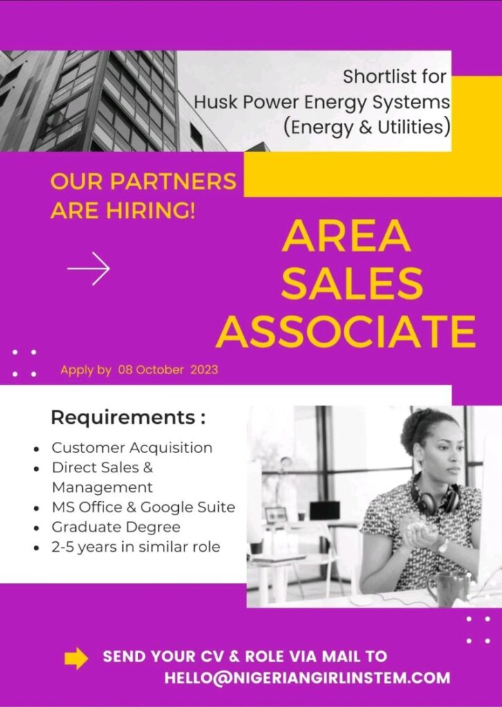 Husk Power Energy Systems is looking for Area Sales Associate. Interested? Apply Now